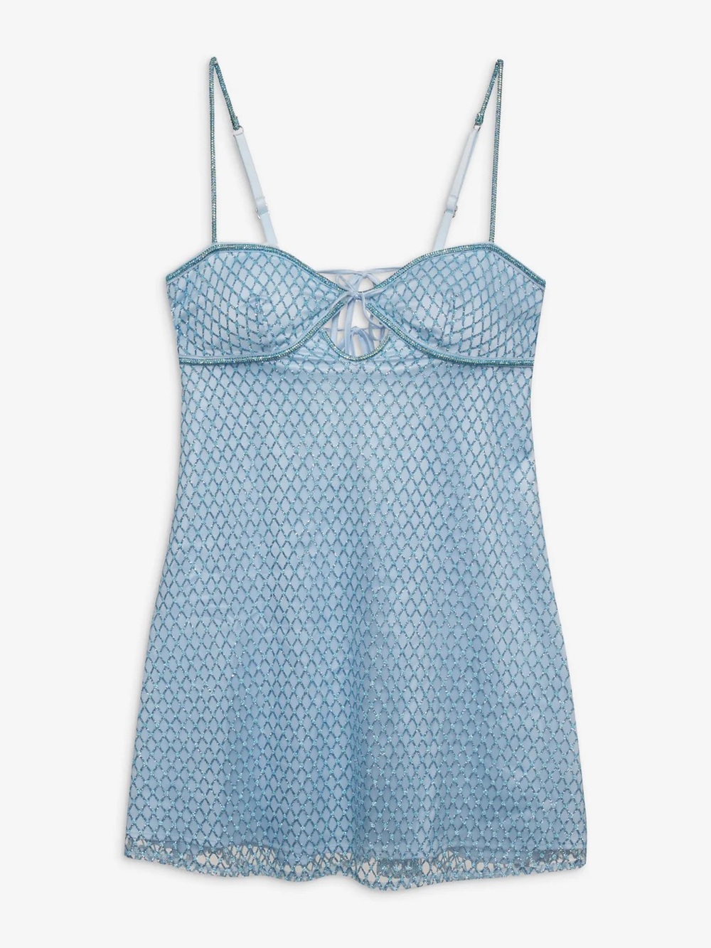 For Love And Lemons Light Blue Lace Mini Dress